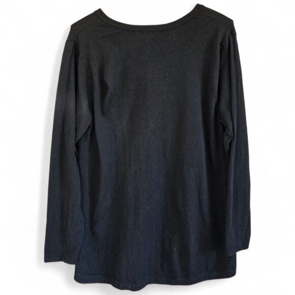 J. Jill Womens Black V-Neck Long Sleeve Sweater Tunic Large Cotton Blend - Picture 3 of 8